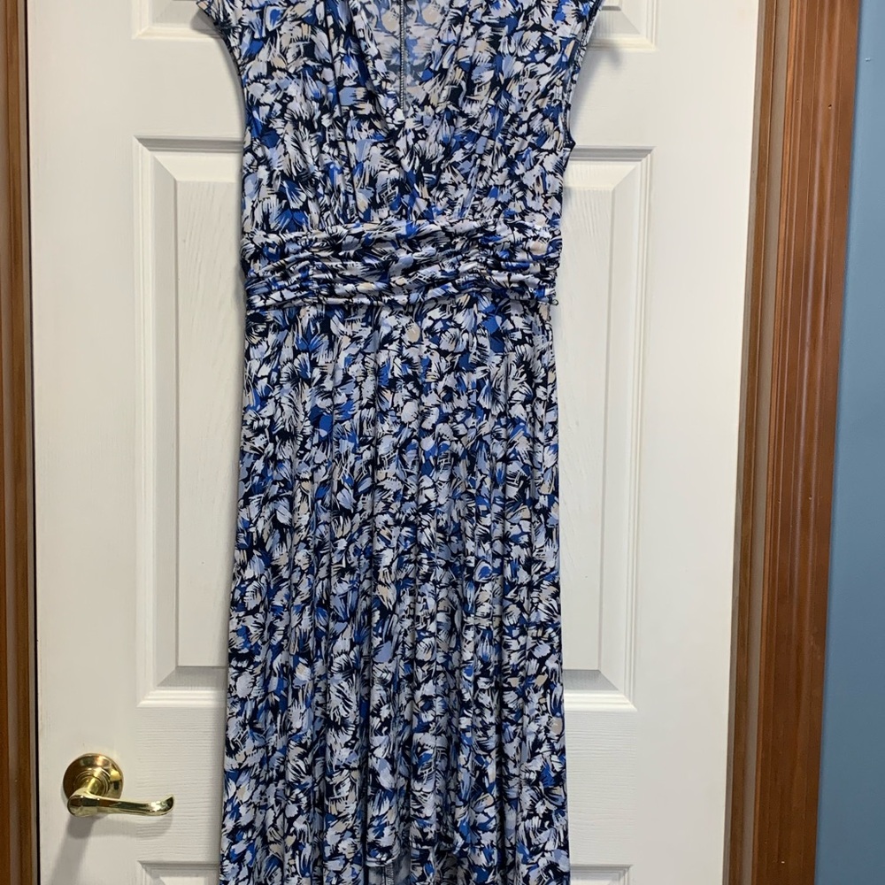 Perceptions Blue and White Floral Midi Dress